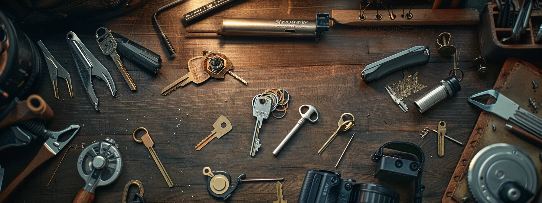 a skilled automotive locksmith meticulously crafting a new key for a car, surrounded by a selection of high-tech tools and equipment.