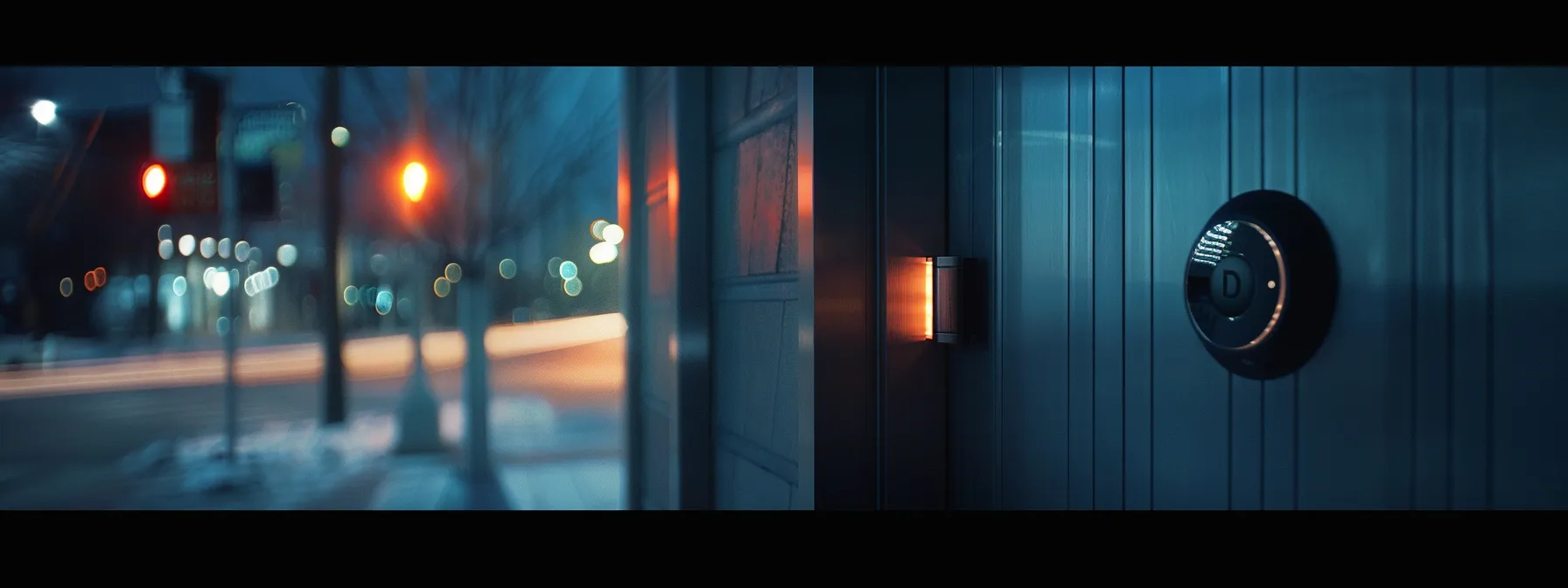 a modern, high-tech smart lock being expertly installed on a commercial storefront door by a locksmith in metro detroit.