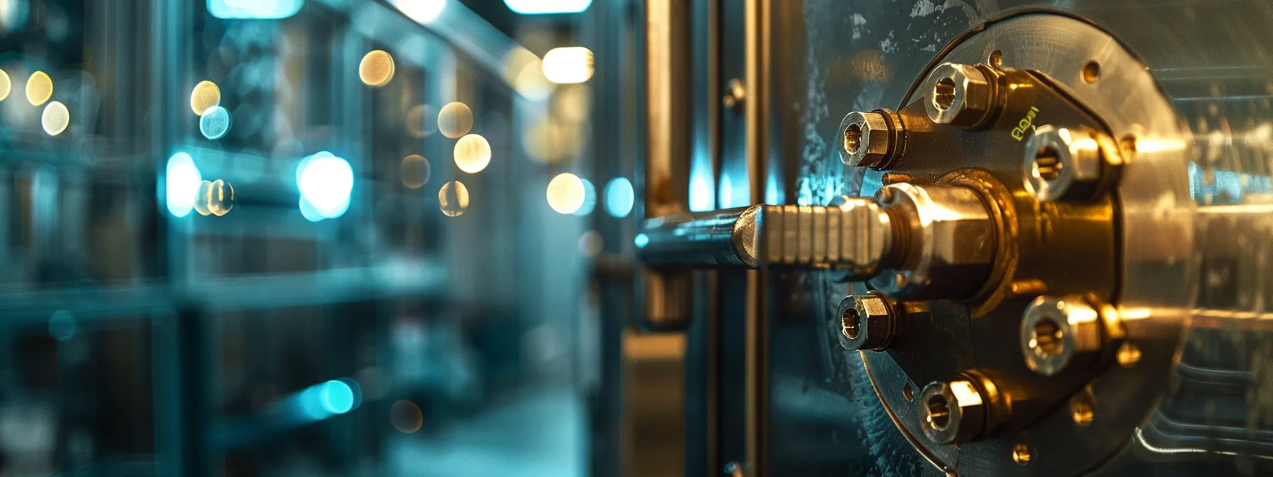 a metal door lock being inspected by a technician to ensure compliance and security.