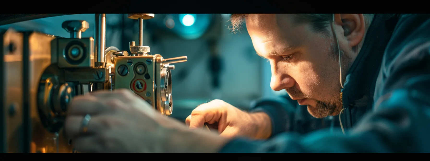 a locksmith meticulously examining a schlage lock mechanism for vulnerabilities during a security audit.